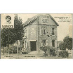 carte postale ancienne 51 ESTERNAY. Café de la Gare et Melle Bouché en médaillon 1916. Quinquina Fourey (défaut bord droit)