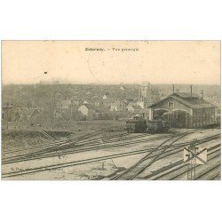 51 ESTERNAY. Locomotive ligne du Chemin de Fer et Entrepôt de la Gare 1905 vue générale
