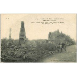 carte postale ancienne 51 FAVRESSE. Attelage et ruines 1917