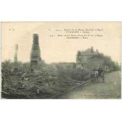 carte postale ancienne 51 FAVRESSE. Attelage et ruines 1917