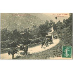 carte postale ancienne 09 AX-LES-THERMES. Attelages Route d'Ascou 1913