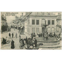carte postale ancienne 51 FISMES. Marché Légumes Place Lamotte et Rue de la Huchette 1917