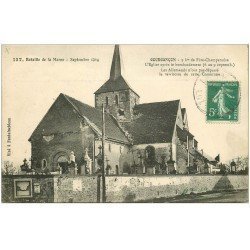 carte postale ancienne 51 GOURGANCON. Cimetière et Eglise 1915