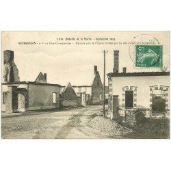 carte postale ancienne 51 GOURGANCON. Maisons brûlées 1915