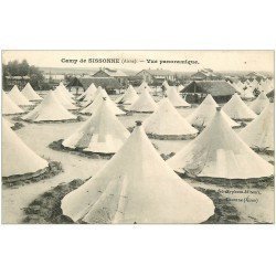 carte postale ancienne 02 CAMP SISSONNE. Vue panoramique sur les tentes