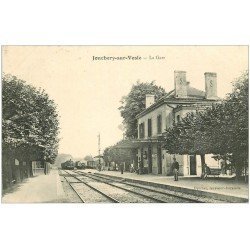 carte postale ancienne 51 JONCHERY-SUR-VESLE. La Gare avec Trains 1905