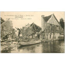 carte postale ancienne 51 JUVIGNY. Inondations 1910 Quartier Saint-martin