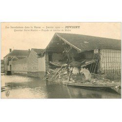 carte postale ancienne 51 JUVIGNY. Inondations 1910 Quartier Saint-Martin Ecuries du Maire