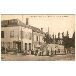 51 LA CHAUSSEE-SUR-MARNE. Café de la Cloche et Pompe à Essence ancienne. Magasin Buvette Eco