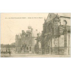 carte postale ancienne 51 LA NEUVILLE-AU-PONT. Hôtel de Ville et Eglise