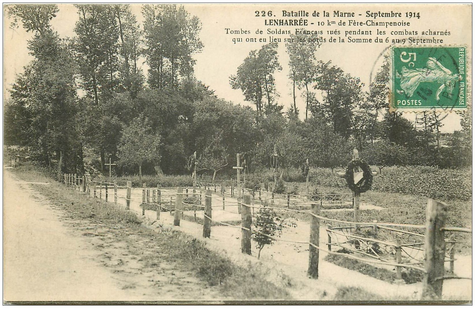 carte postale ancienne 51 LENHARREE. Tombes Soldats 1915