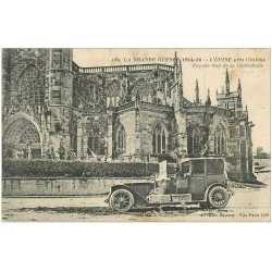 carte postale ancienne 51 L'EPINE. Cathédrale et Voiture Militaire 1917