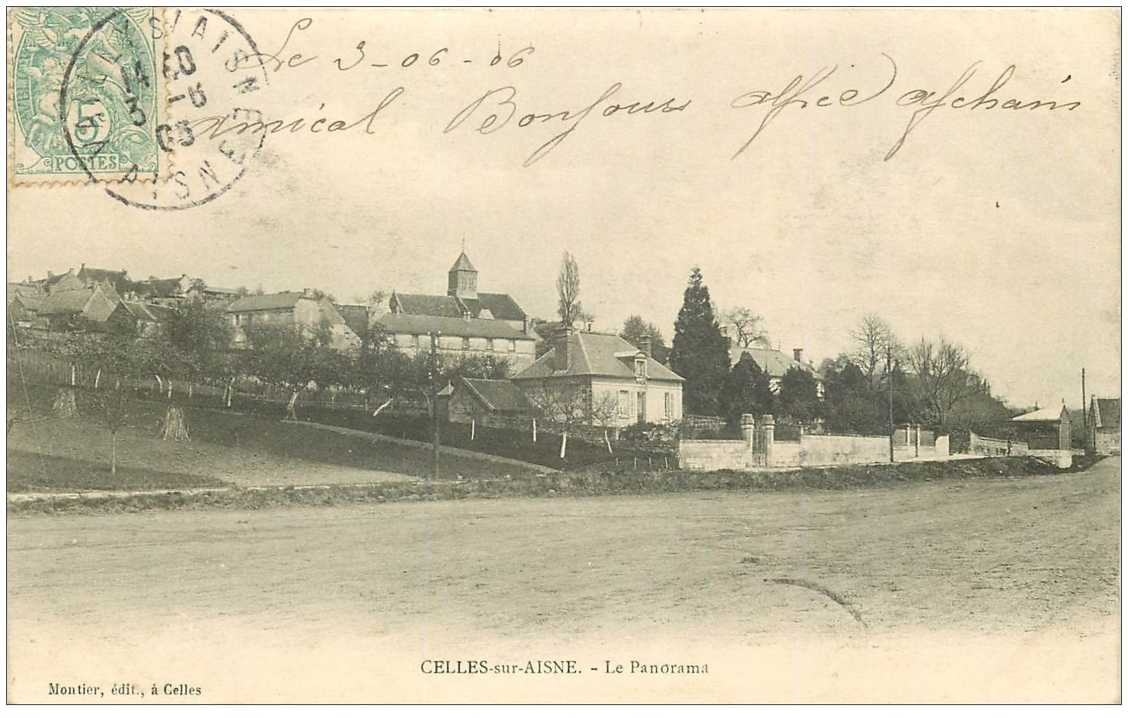 carte postale ancienne 02 CELLES-SUR-AISNE. Le Panorama 1906