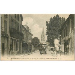 carte postale ancienne 51 MOURMELON-LE-GRAND. Café des Officiers Rue de Châlons diligence