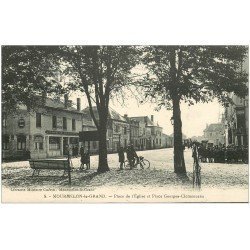 51 MOURMELON-LE-GRAND. Place Eglise et Clémenceau. Ecoliers et Café du Commerce