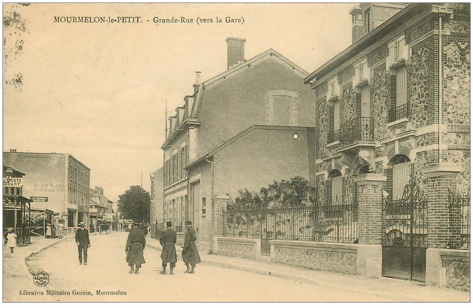 carte postale ancienne 51 MOURMELON-LE-PETIT. Restaurant de la Poste Grande Rue 1912