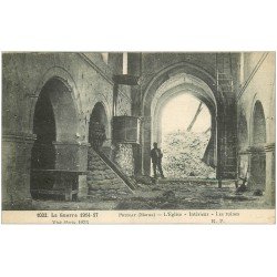 carte postale ancienne 51 PRUNAY. Ruines Eglise animation