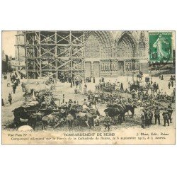 carte postale ancienne 51 REIMS. Campement Allemand Parvis Cathédrale