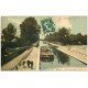 carte postale ancienne 51 REIMS. Canal Chevaux hâlant une Péniche 1909