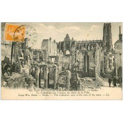 carte postale ancienne 51 REIMS. Cathédrale 1922 animation