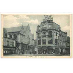 carte postale ancienne 51 REIMS. Eglise Saint-Jacquers. Néon Opéra Cinéma attractions