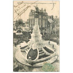 carte postale ancienne 51 REIMS. Fontaine Subé Inauguration timbrée 1907