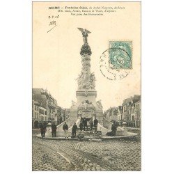 carte postale ancienne 51 REIMS. Fontaine Subé sur les Promenades 1906