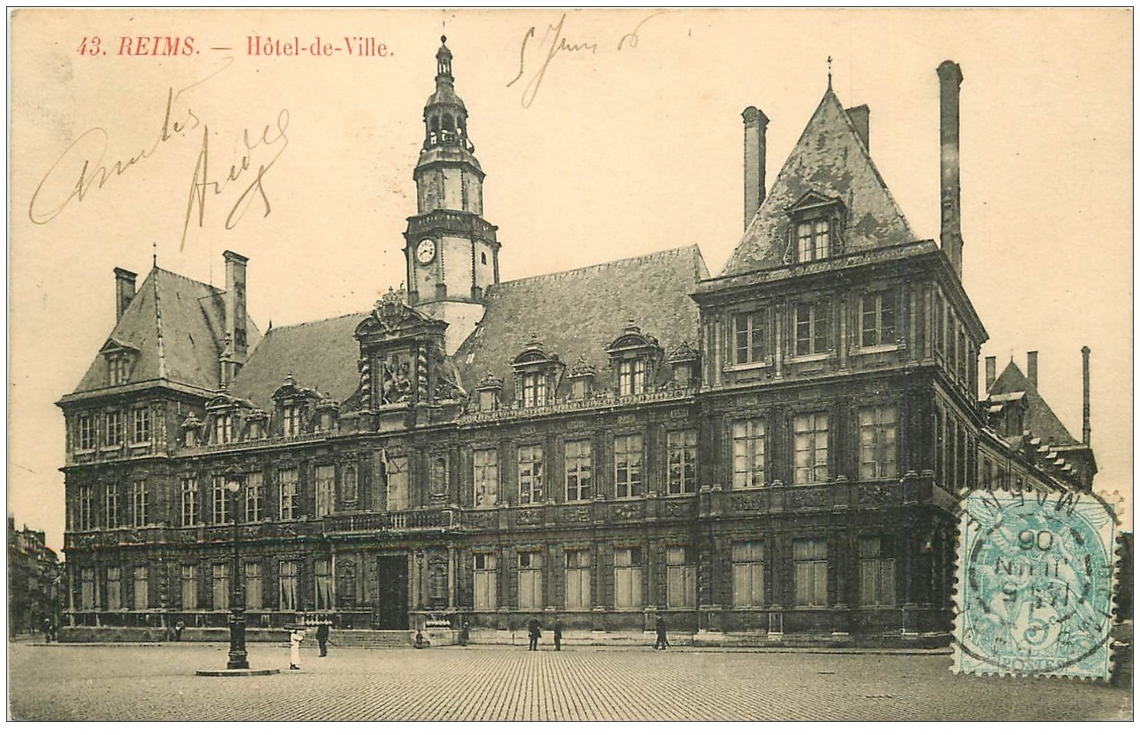 carte postale ancienne 51 REIMS. Hôtel de Ville 1906