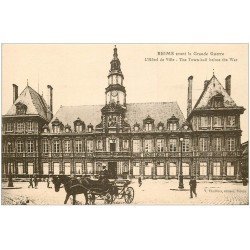 carte postale ancienne 51 REIMS. Hôtel de Ville avec Fiacre