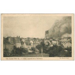 carte postale ancienne 51 REIMS. Incendie Cathédrale