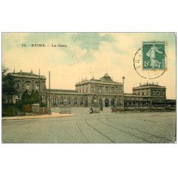 carte postale ancienne 51 REIMS. La Gare 1908 n°16