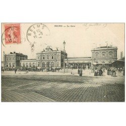 carte postale ancienne 51 REIMS. La Gare 1909