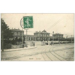 carte postale ancienne 51 REIMS. La Gare 1909 n°121