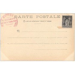 carte postale ancienne 51 REIMS. Le Palais de Justice. Timbre vierge 1 Centime 1902