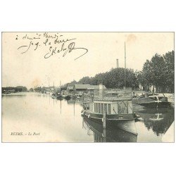 51 REIMS. Le Port 1904 Péniches