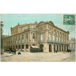 carte postale ancienne 51 REIMS. Le Théâtre 1911. Pli coin droit sous timbre