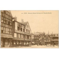 carte postale ancienne 51 REIMS. Place des Marchés Café Ternand et Biscuits Fossier
