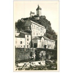 carte postale ancienne 09 FOIX. Palais de Justice et Château. Carte Photo émaillographie