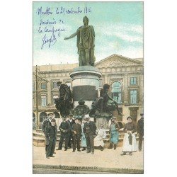 carte postale ancienne 51 REIMS. Place Royale Statue Louis XV 1914