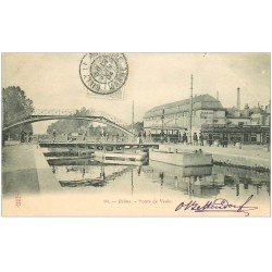 carte postale ancienne 51 REIMS. Pont de Vesle Auberge des Trois Poissons 1904