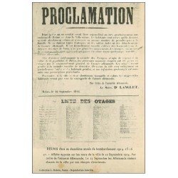 carte postale ancienne 51 REIMS. Proclamation liste des Otages