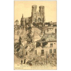 carte postale ancienne 51 REIMS. Ruines Cathédrale animation