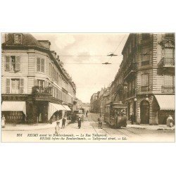 carte postale ancienne 51 REIMS. Tramway Rue Talleyrand