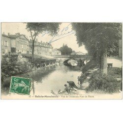carte postale ancienne 51 SAINTE-MENEHOULD. Pont de Pierre Lavandières sur l'Aisne 1916 Imprimerie Revue de la Marne