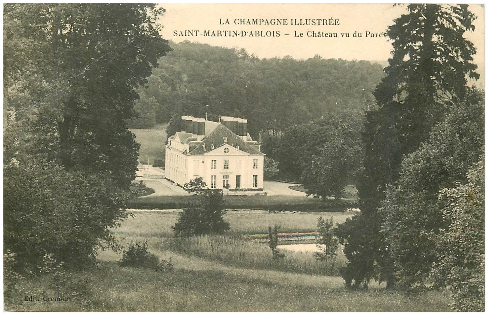 carte postale ancienne 51 SAINT-MARTIN-D'ABLOIS. Le Château 1915 Tampon Militaire