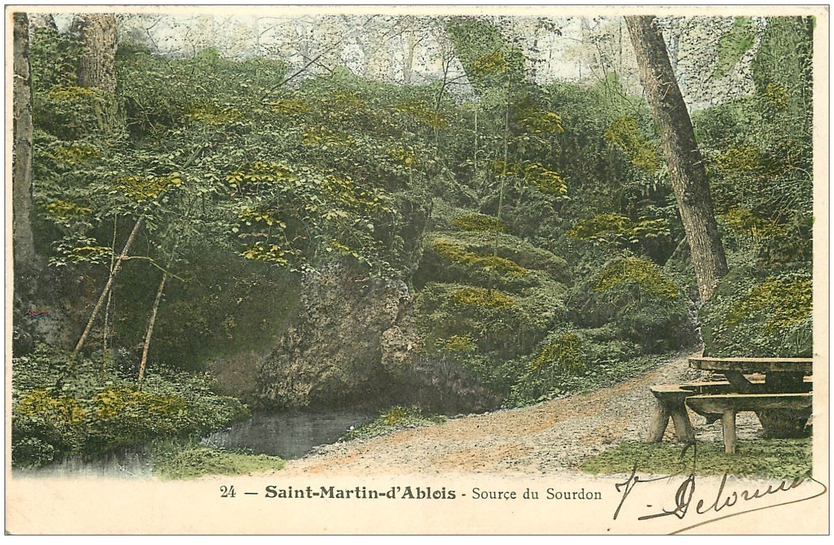 carte postale ancienne 51 SAINT-MARTIN-D'ABLOIS. Source du Sourdon 1905