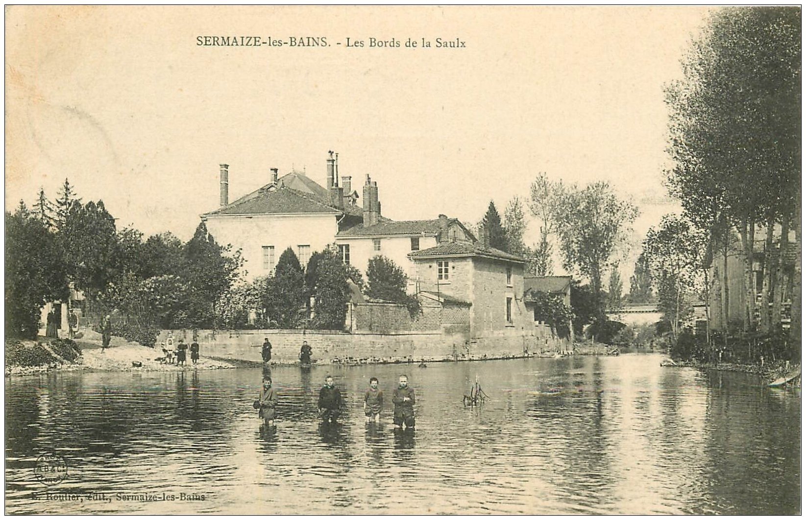 carte postale ancienne 51 SERMAIZE-LES-BAINS. Bords de la Saulx 1906