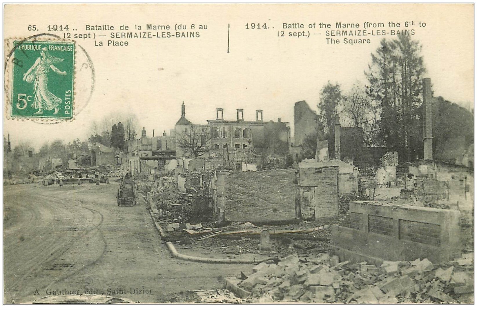 carte postale ancienne 51 SERMAIZE-LES-BAINS. La Place