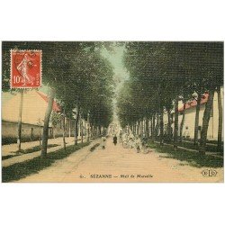 carte postale ancienne 51 SEZANNE. Mail de Marseille. Carte toilée 1908