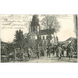 carte postale ancienne 51 SOMME-SUIPPES. Militaires Route de l'Eglise 1918